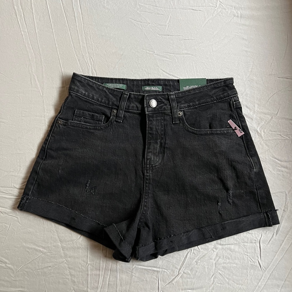 Wild Fable High Rise Rolled Cuff Women's Black Denim Shorts